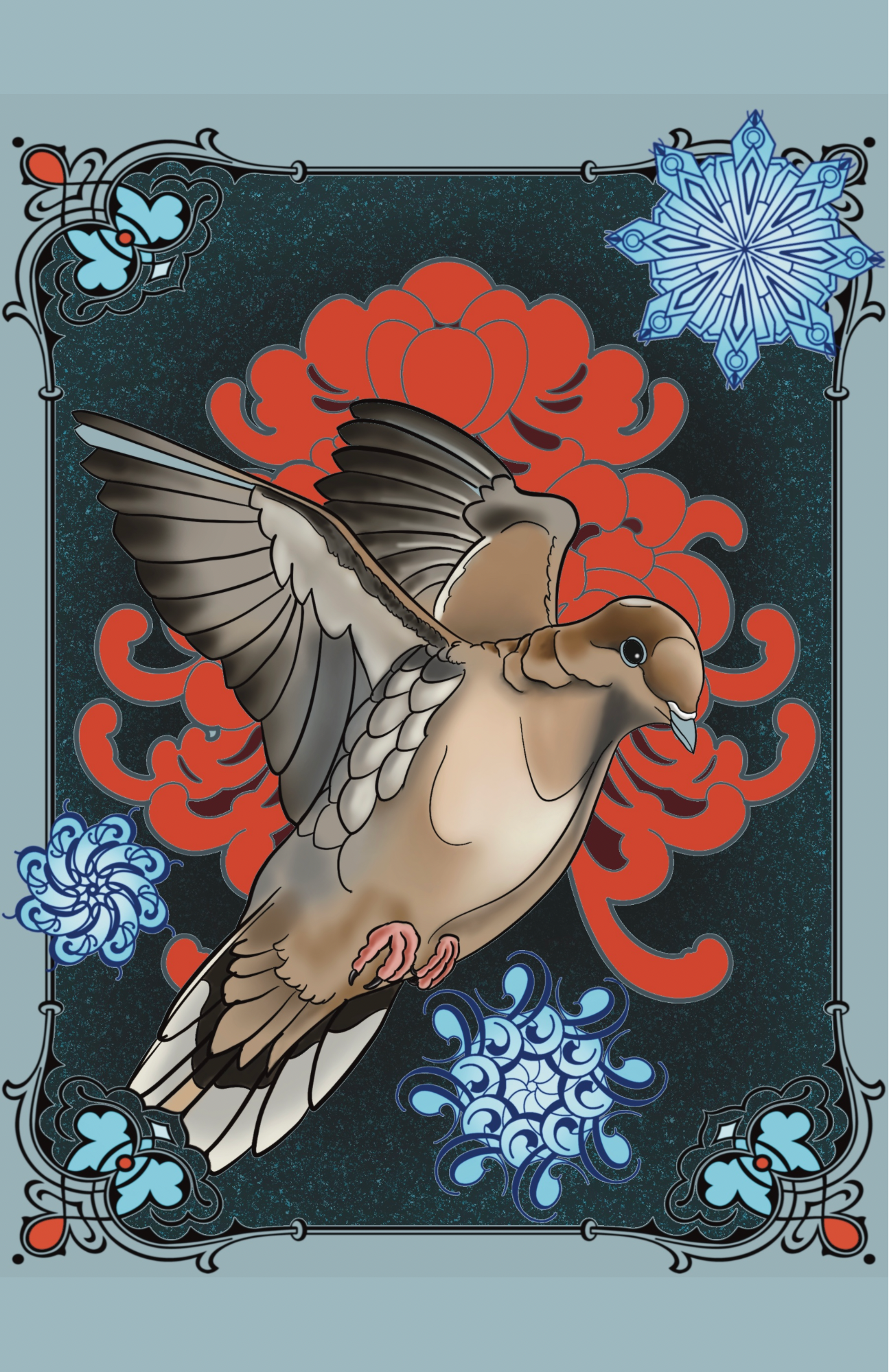 Morning Dove Snowfall Print - Colin Bussing Tattoos