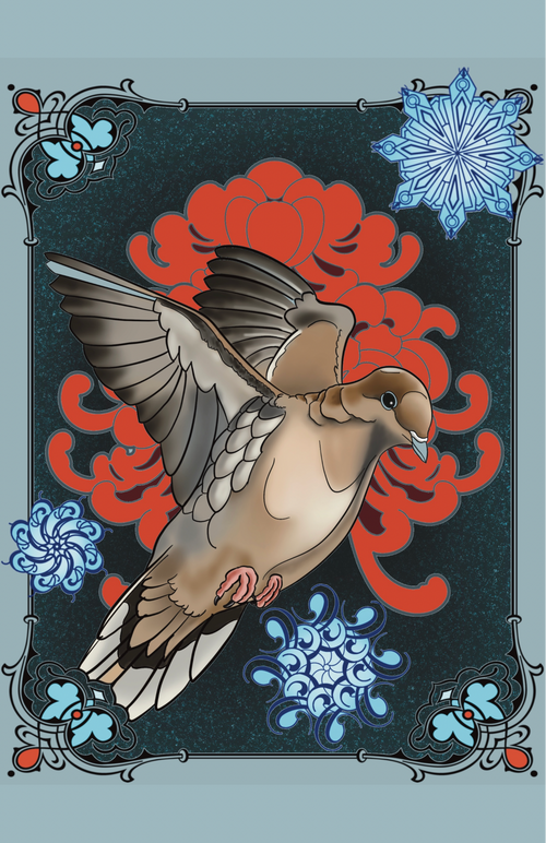 Morning Dove Snowfall Print - Colin Bussing Tattoos