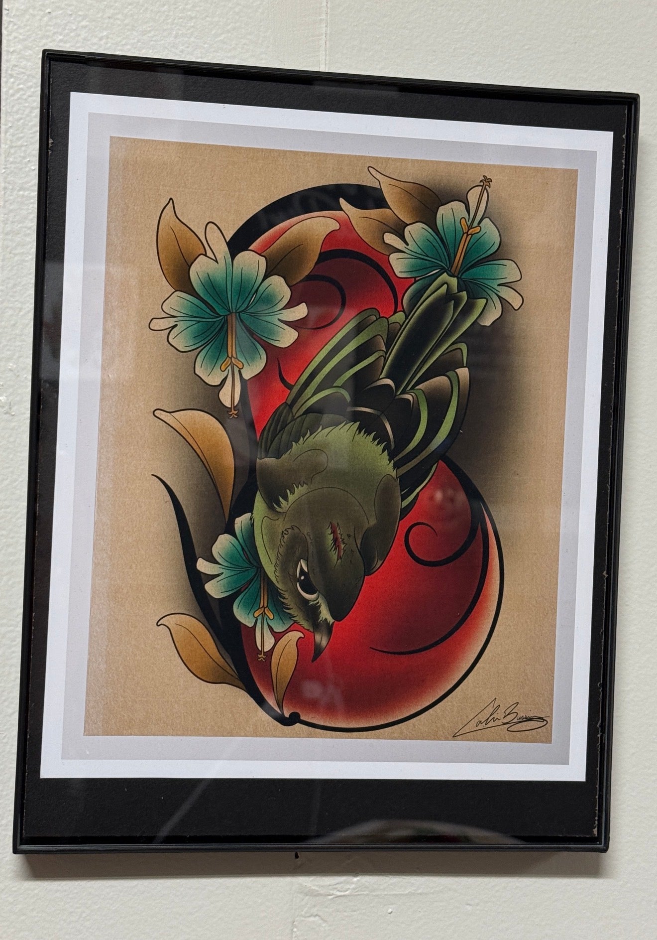 Honeydew Birdy Art Nouveau Framed - Colin Bussing Tattoos