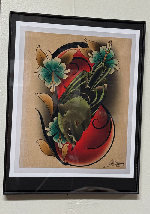 Honeydew Birdy Art Nouveau Framed - Colin Bussing Tattoos