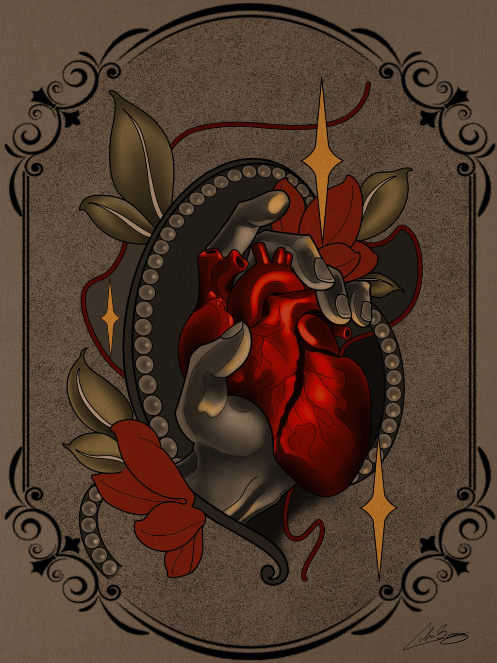 Pulse and Petal Print - Colin Bussing Tattoos